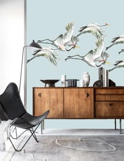 Catchii Flying Cranes Light Blue - W200012