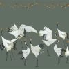 Catchii Japanese Crane Dance Green - W200003 -Trendy Wanddecoratie Wereld catchii japanese crane dance green w200003
