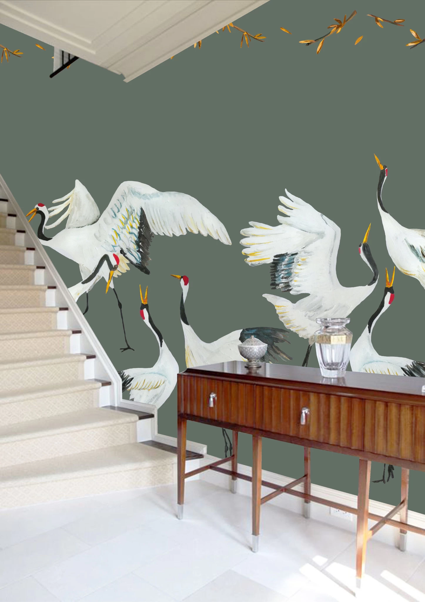 Catchii Japanese Crane Dance Green - W200003 5 Catchii Japanese Crane Dance Green - W200003 - Afbeelding 3