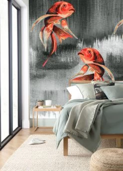 Catchii Koi Fish Art Grey - W200062